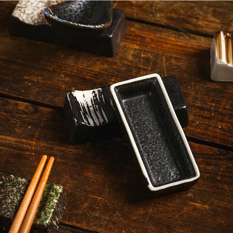 Buddha Stones Night Shadow Ceramic Minimalist Rectangular Chopstick Holder - image 12