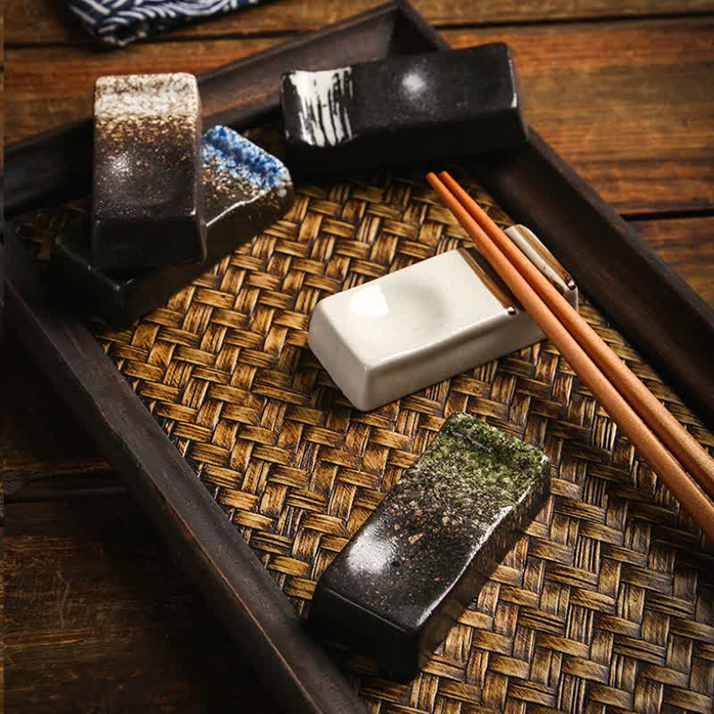 Buddha Stones Night Shadow Ceramic Minimalist Rectangular Chopstick Holder - image 16