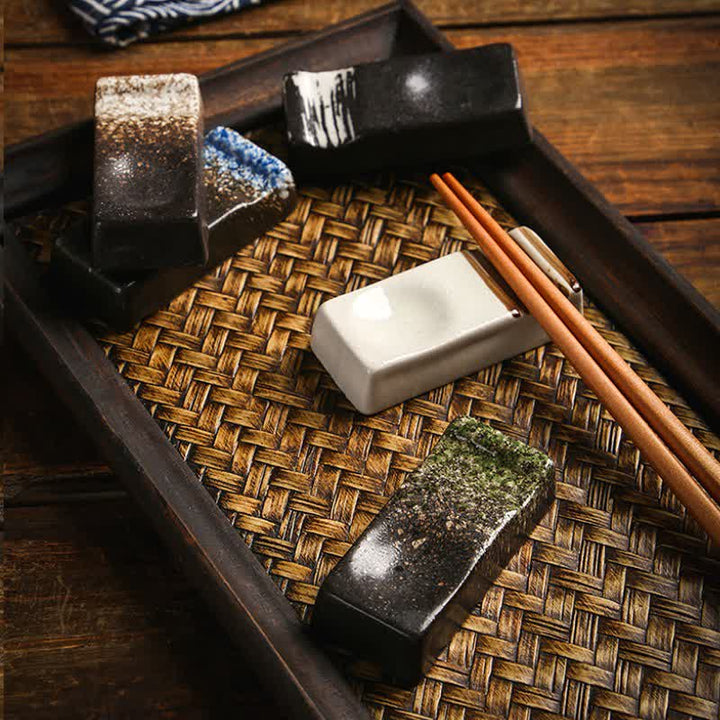 Buddha Stones Night Shadow Ceramic Minimalist Rectangular Chopstick Holder - image 16