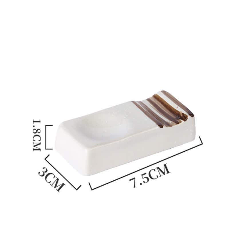 Buddha Stones Night Shadow Ceramic Minimalist Rectangular Chopstick Holder - White Brown(Approx. 7.5 cm × 3.0 cm × 1.8 cm) - image 8