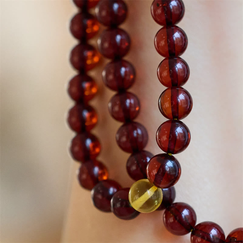 Buddha Stones Natural 108 Mala Beads Amber Clear Anxiety Bracelet - image 3
