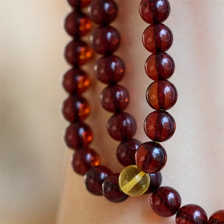 Buddha Stones Natural 108 Mala Beads Amber Clear Anxiety Bracelet - image 3