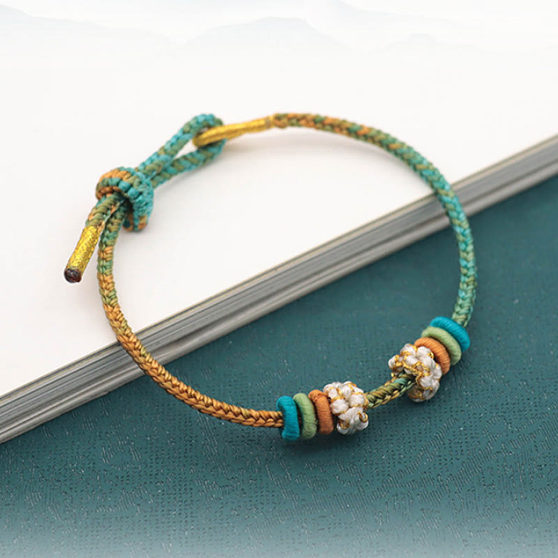 Buddha Stones Handmade Eight Thread Peace Knot Peach Blossom Knot Luck Rope Braided Bracelet - image 2