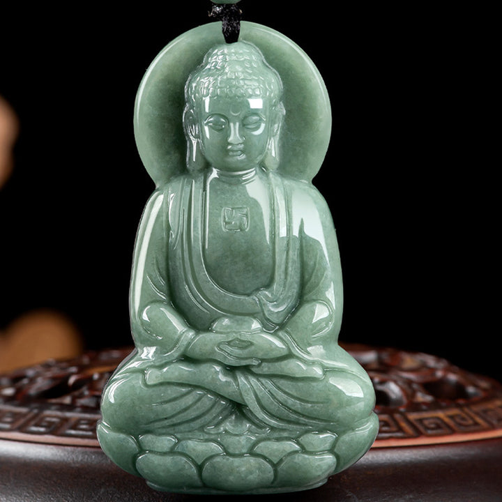 Buddha Stones Amitabha Buddha Jade Amulet Compassion String Necklace