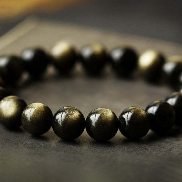 Buddha Stones 925 Sterling Silver Chinese Zodiac Natal Buddha Natural Gold Sheen Obsidian Amber Wealth Protection Bracelet - image 13