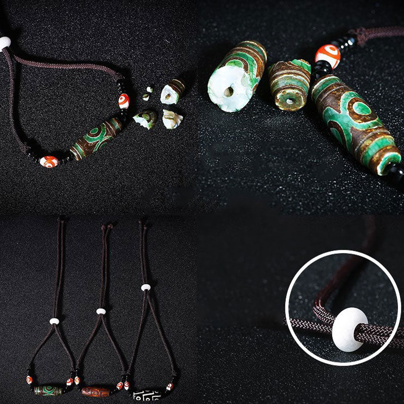 Buddha Stones Tibetan Nine-Eye Dzi Bead Protection String Necklace - image 11