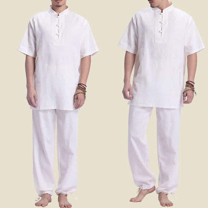 Spiritual Zen Meditation Prayer Practice Cotton Linen Clothing Men's Set