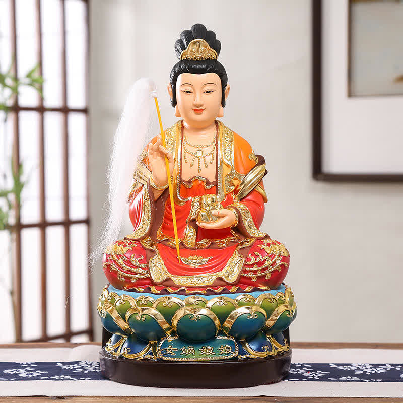 Bodhisattva Nuwa Protection Resin Statue Home Decoration - Sitting Statue of Nuwa - image 9