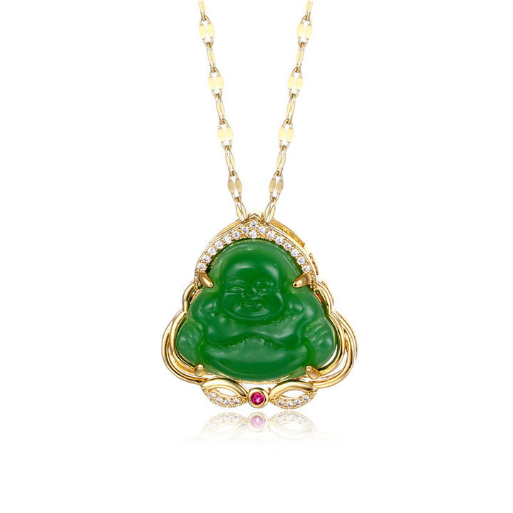 Buddha Stones Natural Laughing Buddha Peace Necklace - image 4