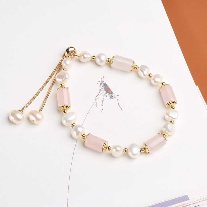 Buddha Stones Green Aventurine Pearl Pink Crystal Bead Luck Bracelet - image 10