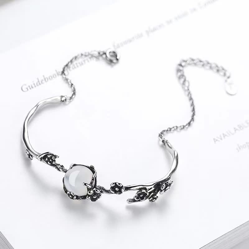 Buddha Stones "Sending Grace and Harmony"Plum Blossom Chalcedony Bracelet Includes Gift Message Card - image 16