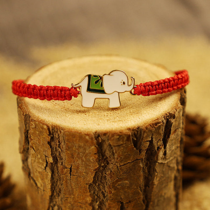 Tibetan Handmade 925 Sterling Silver Lucky Elephant Red String Bracelet
