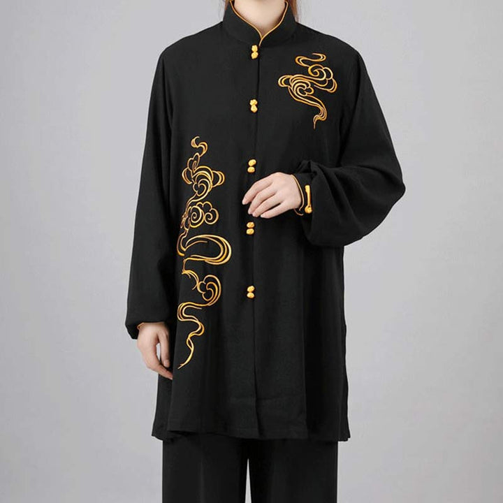 Auspicious Clouds Embroidery Meditation Prayer Spiritual Zen Tai Chi Qigong Practice Unisex Clothing Set - image 19