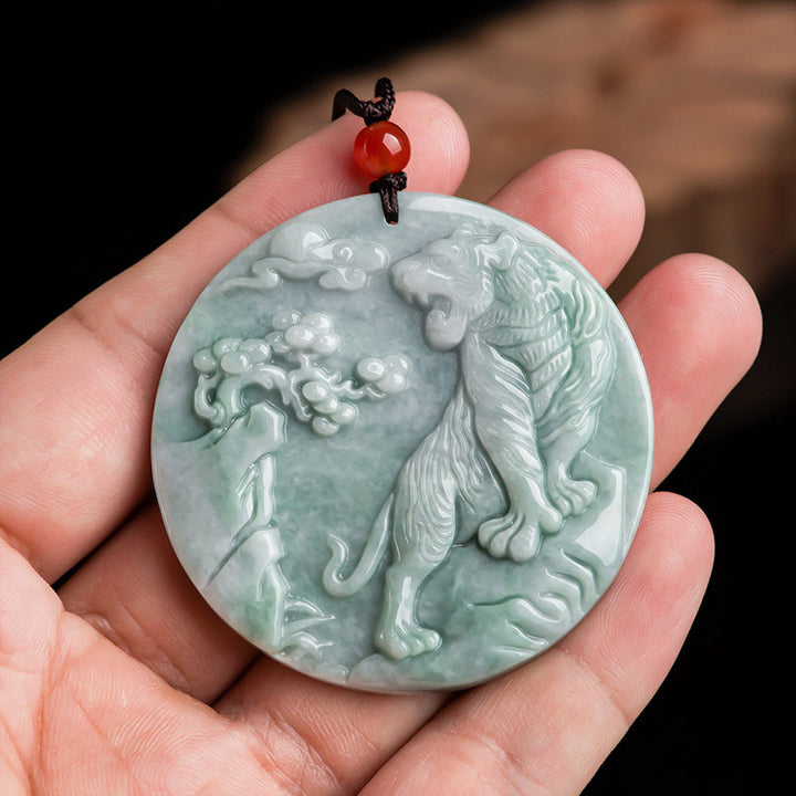 Buddha Stones Chinese Zodiac Tiger Jade Protection Necklace String Pendant - image 5