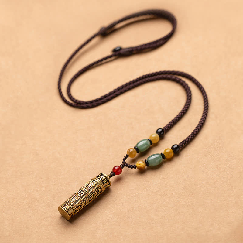 Buddhastoneshop Tibet Om Mani Padme Hum Agate Shurangama Sutra Protection Necklace Pendant - Copper - image 0