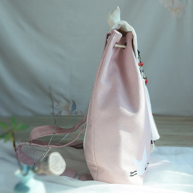 Buddha Stones Handmade Embroidered Large Capacity Canvas Backpack - image 33