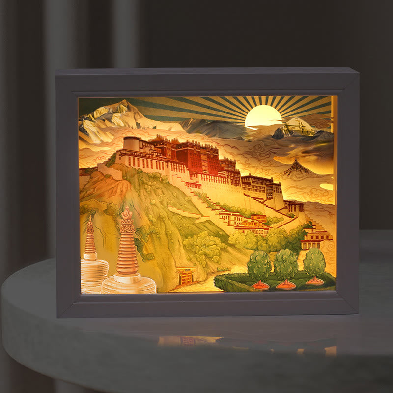 Tibet Potala Palace Paper LED Carving Lamp Art Night Lights Creative LED Table Lamp - Potala Palace - image 0