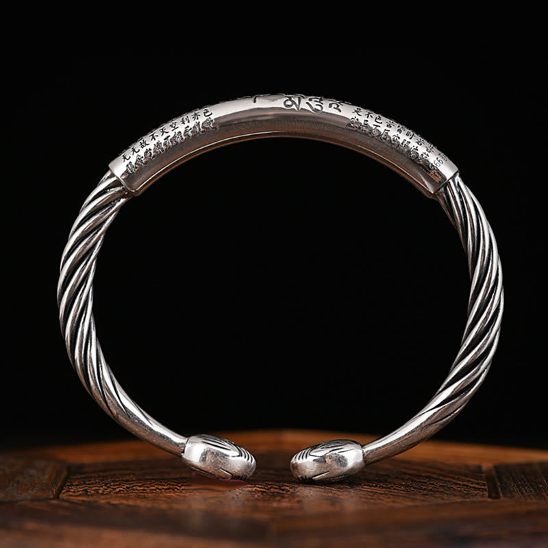 Buddha Stones Tibetan Om Mani Padme Hum Heart Sutra Purity Cuff Bracelet - image 7