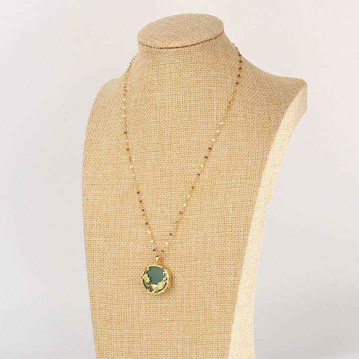 Buddha Stones Natural Jade Koi Fish Lotus Luck Necklace Pendant - image 4