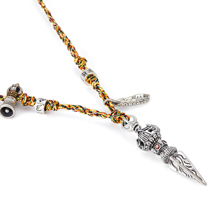 Tibetan Handmade 925 Sterling Silver Dorje Vajra Om Mani Padme Hum Feather Strength Necklace Pendant - image 10