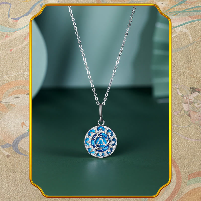 Buddha Stones 925 Sterling Silver Round Turquoise Three Rabbits Balance Necklace Pendant - image 5