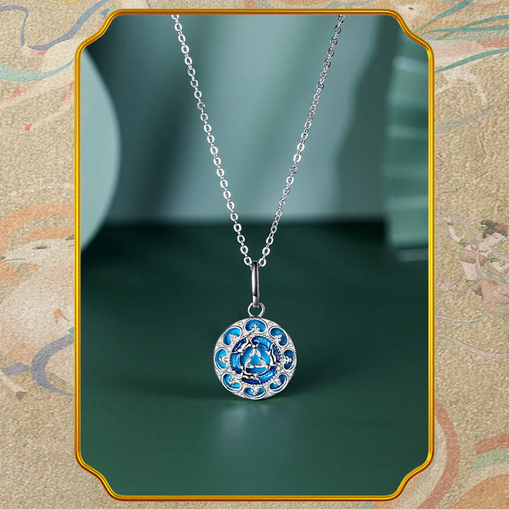 Buddha Stones 925 Sterling Silver Round Turquoise Three Rabbits Balance Necklace Pendant - image 5
