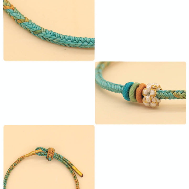 Buddha Stones Handmade Eight Thread Peace Knot Peach Blossom Knot Luck Rope Braided Bracelet - image 14