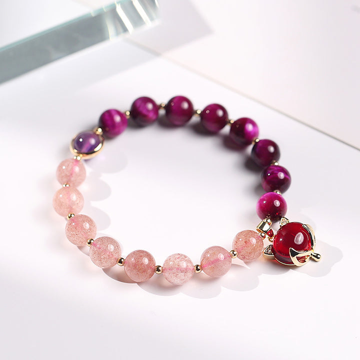 Buddha Stones Natural Strawberry Quartz Pixiu Love Bracelet