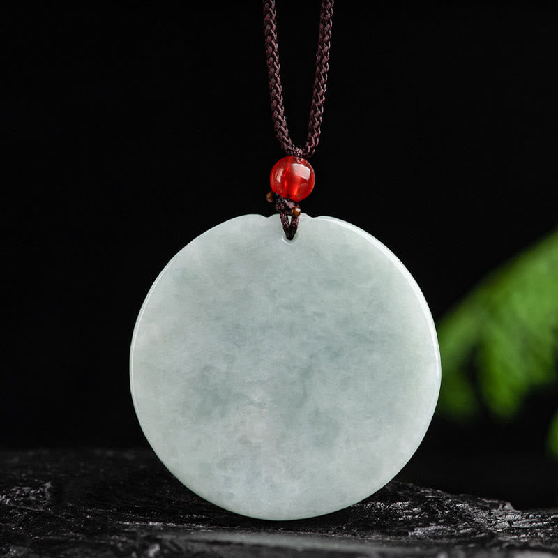 Buddha Stones Natural Jade Lotus Flower Carved Prosperity Necklace Pendant - image 5