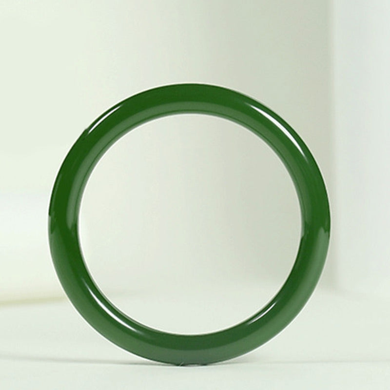 Buddha Stones Cyan Jade Longevity Blessing Bangle Bracelet - image 5