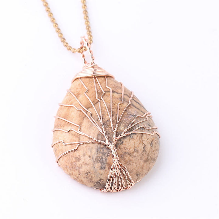 Buddha Stones Natural Quartz Crystal Tree Of Life Healing Energy Necklace Pendant - image 24