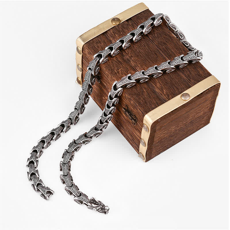 Dragon Pattern Titanium Steel Protection Necklace Pendant Bracelet - image 8