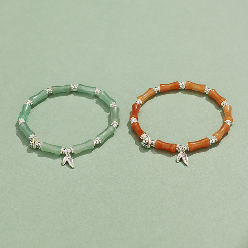 Buddha Stones Peridot White Jade Strawberry Quartz Green Aventurine Bamboo Fu Character Luck Bracelet