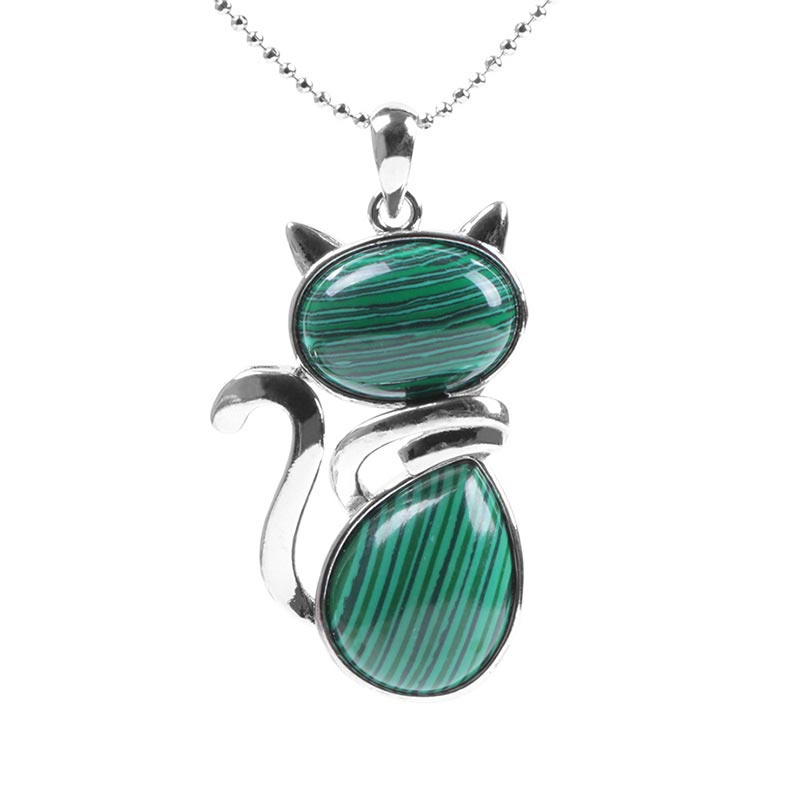 Buddha Stones Cat Pattern Natural Crystal Protection Necklace Pendant - image 19