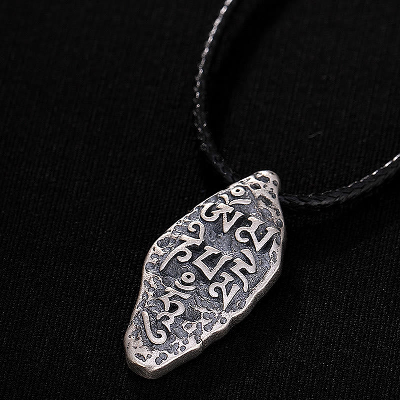 Buddha Stones Tibetan 925 Sterling Silver Om Mani Padme Hum Dorje Vajra Engraved Strength Necklace Pendant - image 12