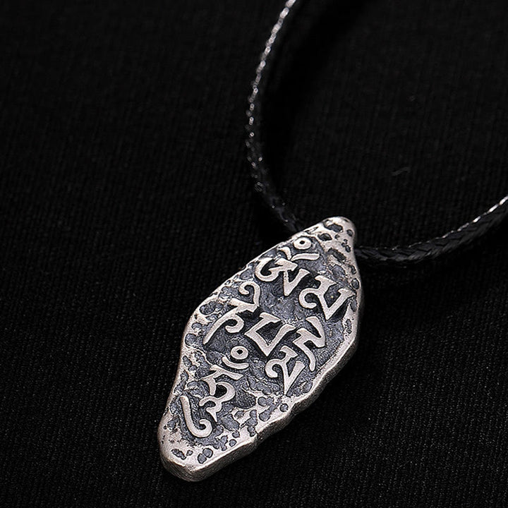 Buddha Stones Tibetan 925 Sterling Silver Om Mani Padme Hum Dorje Vajra Engraved Strength Necklace Pendant - image 12