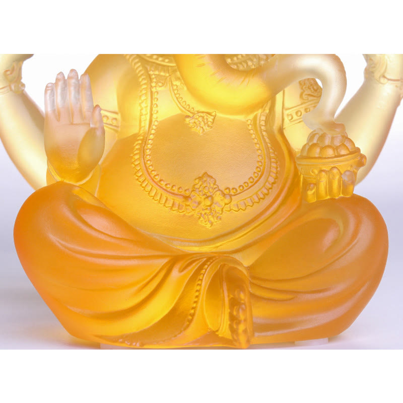 Buddha Stones Handmade Ganesh Ganpati Elephant Figurine Liuli Crystal Art Piece Protection Statue Home Decoration - image 5