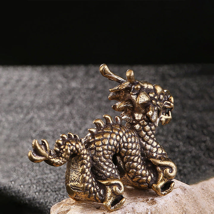Buddha Stones Year Of The Dragon Small Auspicious Brass Dragon Luck Success Home Decoration - image 4