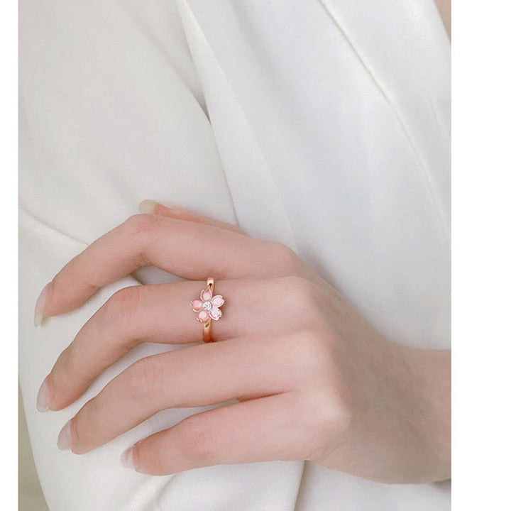 Buddha Stones 925 Sterling Silver Cherry Blossom Blessing Chain Bracelet Rotatable Ring - image 19