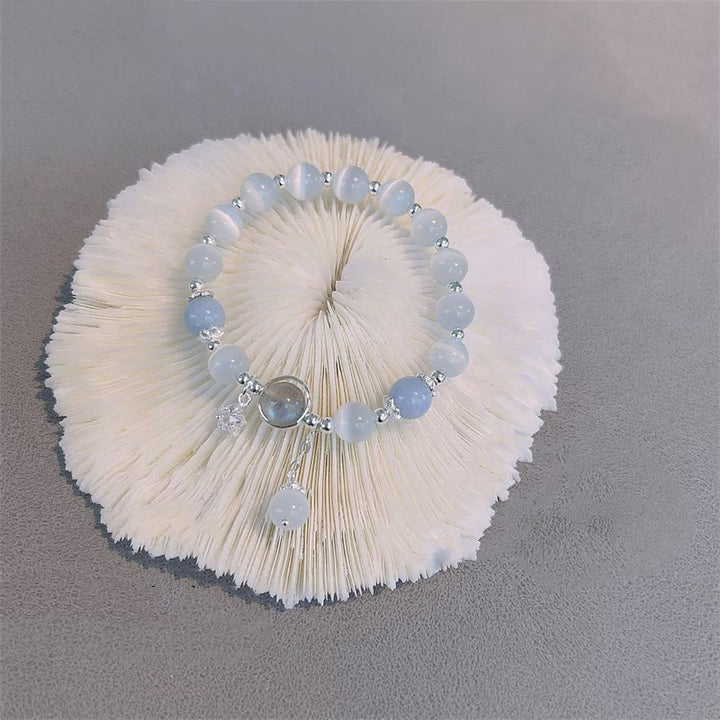 Buddha Stones Cat's Eye Moonstone Butterfly Star Charm Support Bracelet - image 12