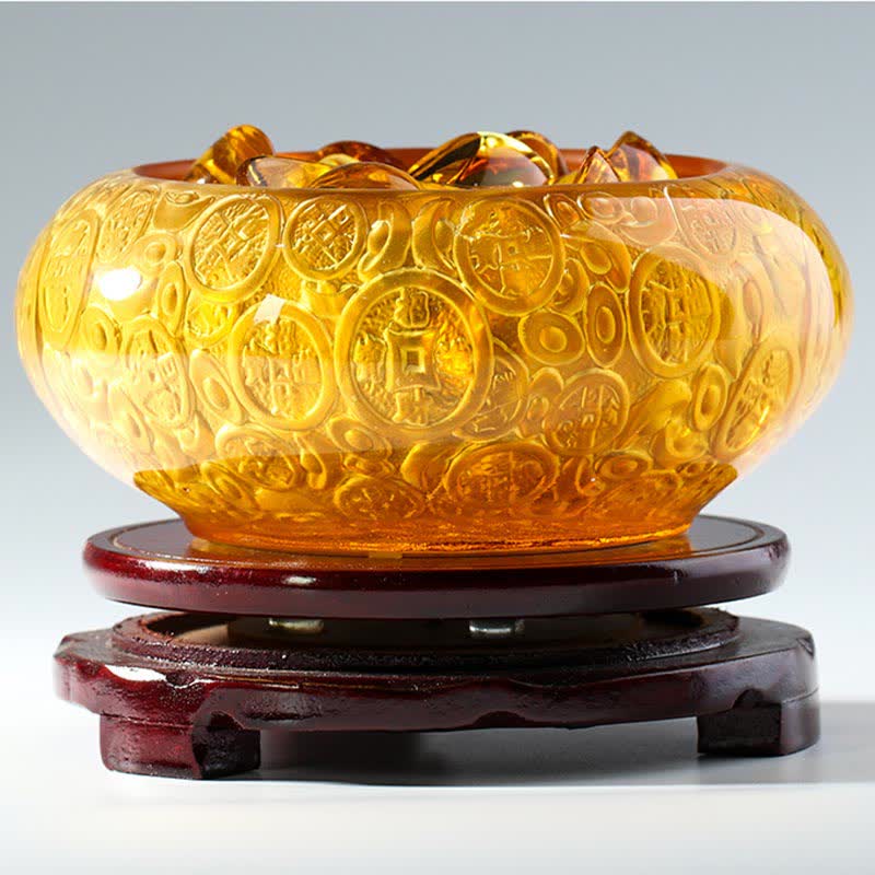Handmade Liuli Crystal Treasure Bowl Ingots Art Piece Home Decoration - image 13