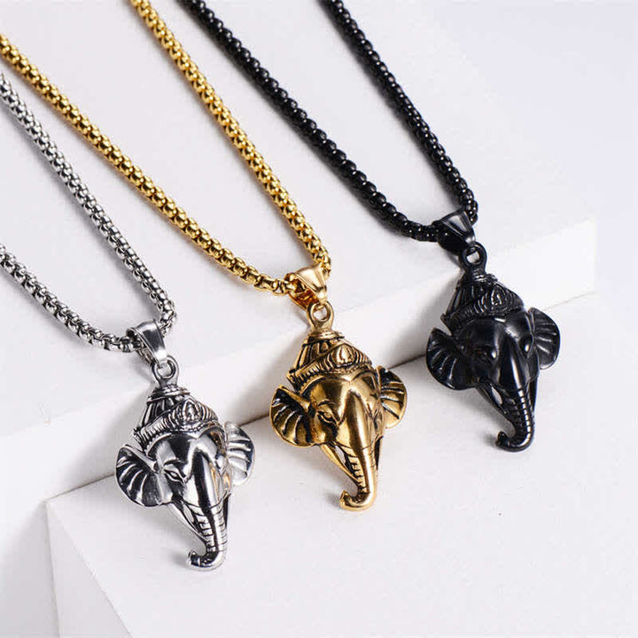 Ganesh Ganpati Elephant Titanium Steel Protection Pendant Necklace - image 2