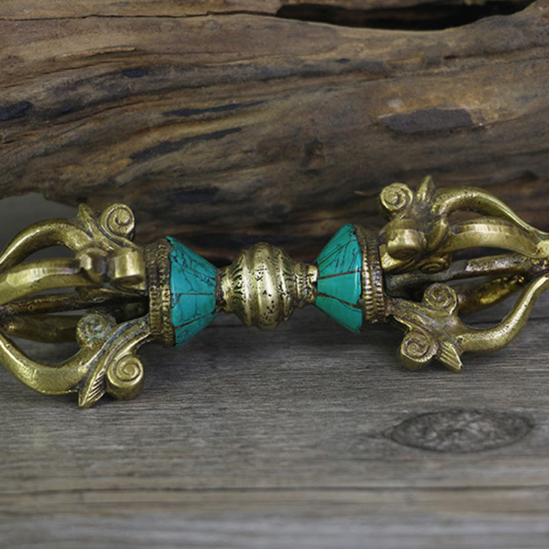 Buddha Stones Tibetan Five Prong Vajra Dorje Handcrafted Nepal Spiritual Power Copper Decoration - image 3