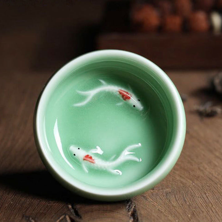 Buddha Stones Colorful Koi Fish Ceramic Teacup Kung Fu Tea Cup Bowl - image 19