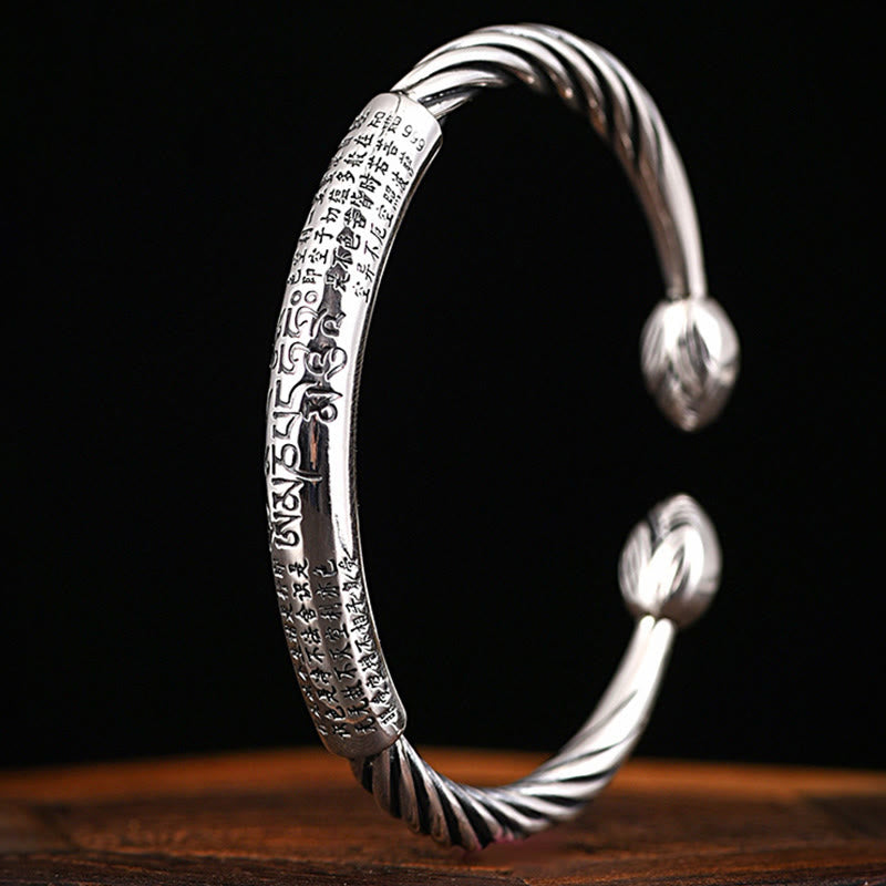 Buddha Stones Tibetan Om Mani Padme Hum Heart Sutra Purity Cuff Bracelet - image 9