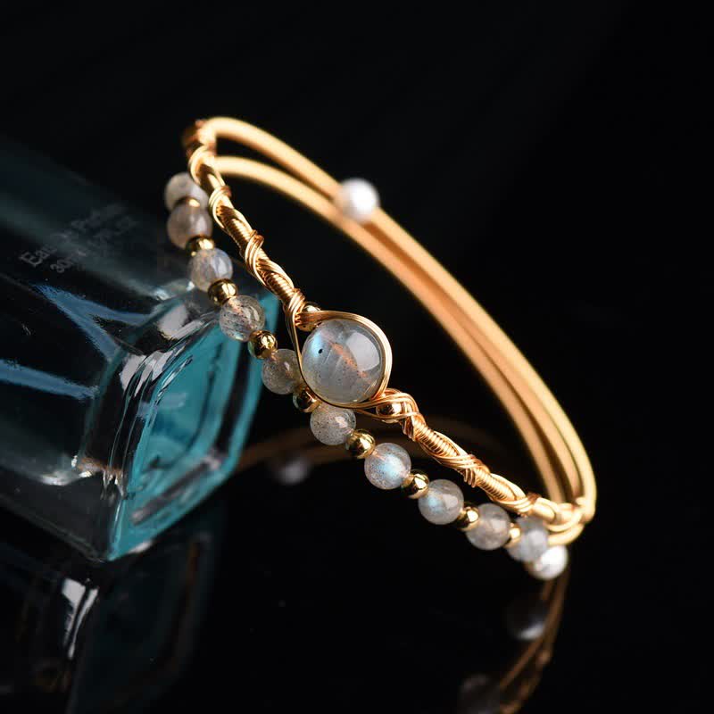 Buddha Stones Moonstone Healing Love Bracelet Bangle - image 2