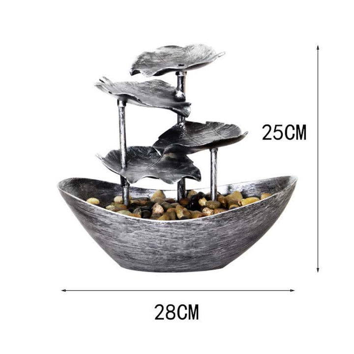 Buddha Stones Lotus Leaf Shaped Waterfall Fountain Tabletop Ornaments With LED Light Home Office Desktop Decoration