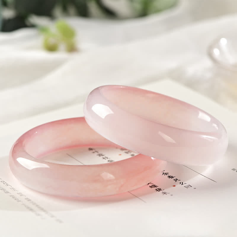 Buddha Stones Pink Golden Silk Jade Wealth Bracelet Bangle - image 9