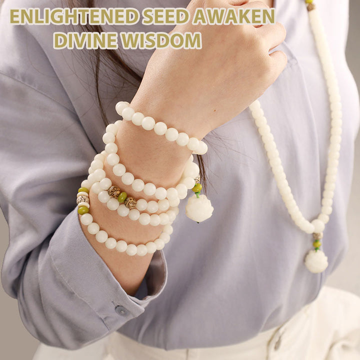 Buddha Stones "Hoping for Serenity and Mindfulness" Bodhi Lotus Mala Includes Gift Message Card - image 3