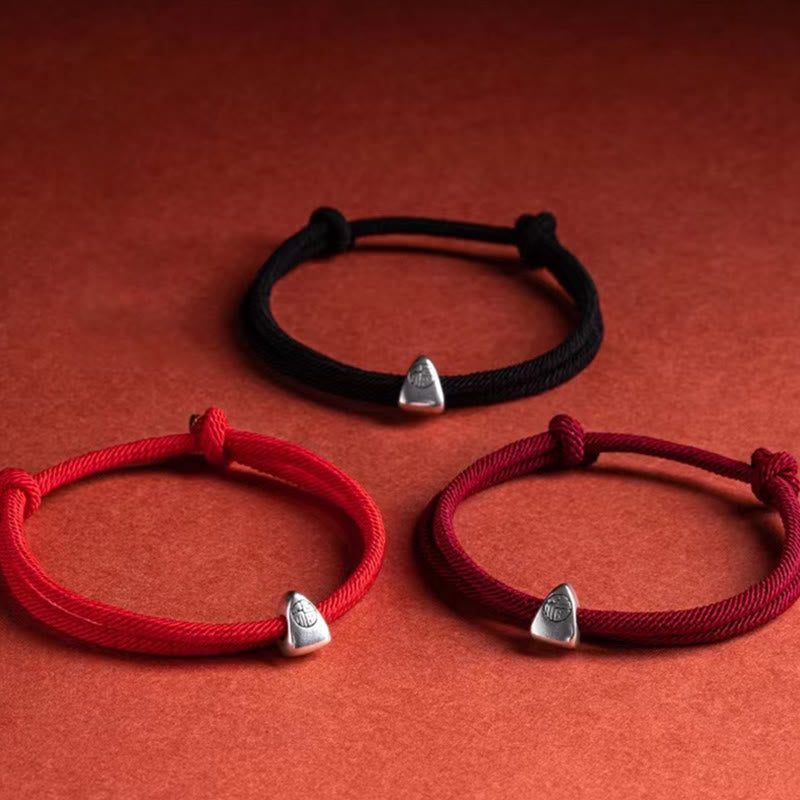 Buddha Stones 925 Sterling Silver Fu Character Blessing Handmade Braided Bracelet - image 17